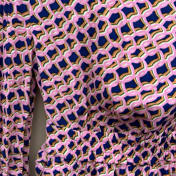 Diane Von Furstenberg Draco Wrap V-neck Dress Deep Blue Geometric Print Sz 2 - Picture 11 of 11